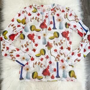 Gorman x Hattie Molloy Womens Long Sleeve Mesh Top Size 8 Fruit Art to Wear